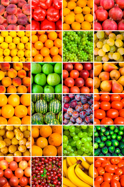 Vinilos electrodomésticos neveras collage frutas y hortalizas